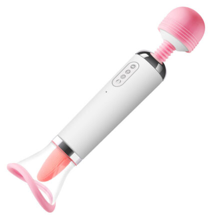 Dual Head Tongue Vibrator Powerful Av Vibrating Pink White Mute Licking Nipple Clitoris