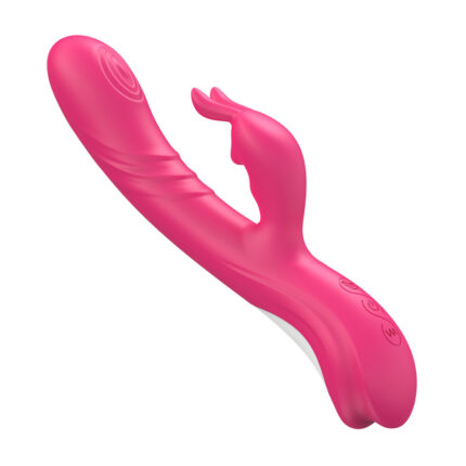 Pink Press Moving Rechargeable Rabbit Vibrator Dual Vibrating G-Spot Clitoris Stimulate Massager for Lady